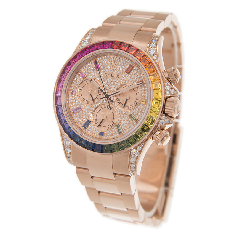 ROLEX 勞力士 迪通拿 DAYTONA 116595RBOWDP 彩虹圈糖果圈滿天星玫瑰金鋼帶-3