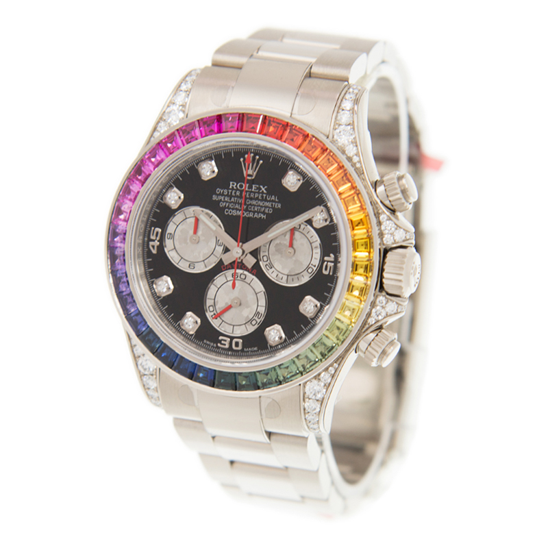 ROLEX 勞力士 迪通拿 DAYTONA 116599RBOW-0003 方形彩虹寶石 白金鋼帶 彩虹迪-3