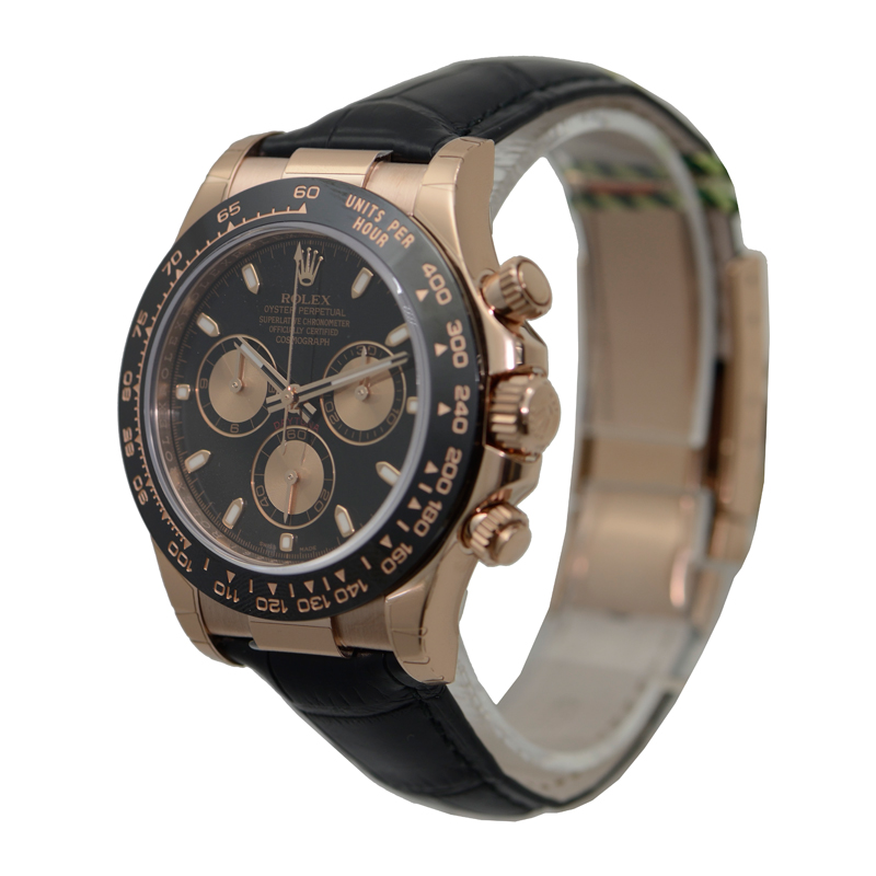 ROLEX 勞力士 迪通拿 DAYTONA 116515LN-0009 玫瑰金黑盤鱷魚皮-2