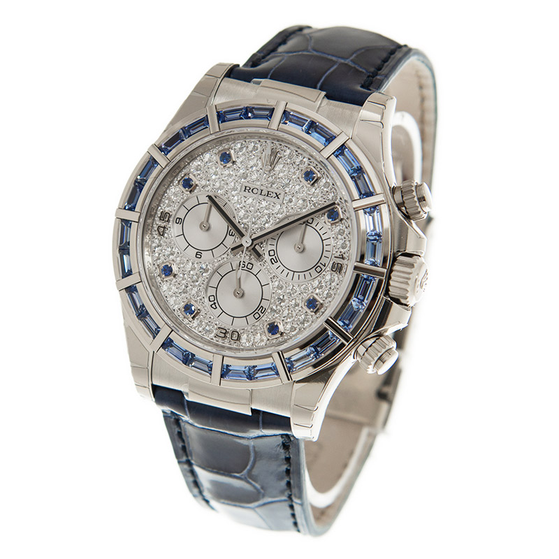 ROLEX 勞力士 迪通拿 DAYTONA 116589SACI 滿天星藍寶石刻度 白金 鱷魚皮-3