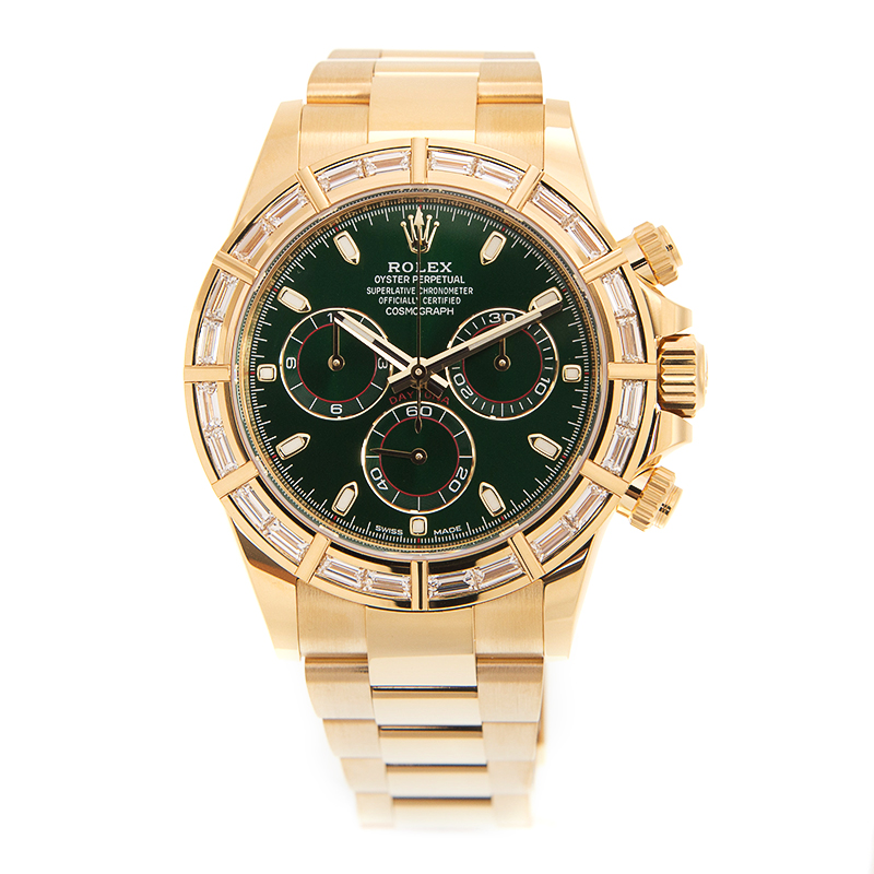 ROLEX 勞力士 迪通拿 DAYTONA 116568BR 綠金迪鑲鑽 綠盤
