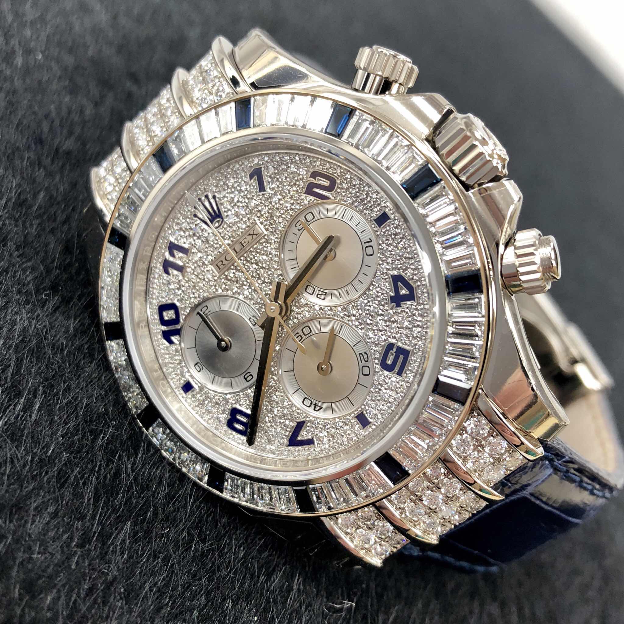 ROLEX 勞力士 迪通拿 DAYTONA 116599TBR 12SA 滿天星藍寶石 白金 鱷魚皮-4