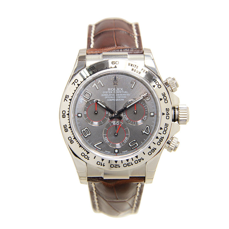ROLEX 勞力士 迪通拿 DAYTONA 116519G 白金灰盤啡色皮帶