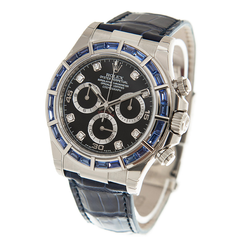 ROLEX 勞力士 迪通拿 DAYTONA 116589SACI 藍寶石 鑽刻黑面 鱷魚皮-3