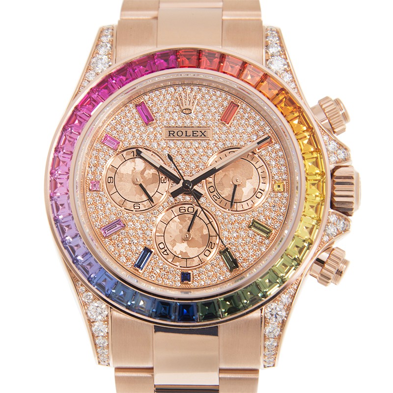 ROLEX 勞力士 迪通拿 DAYTONA 116595RBOWDP 彩虹圈糖果圈滿天星玫瑰金鋼帶