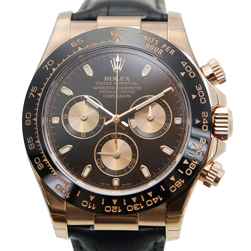 ROLEX 勞力士 迪通拿 DAYTONA 116515LN-0009 玫瑰金黑盤鱷魚皮