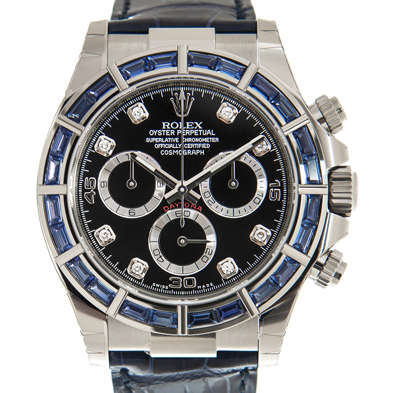 ROLEX 勞力士 迪通拿 DAYTONA 116589SACI 藍寶石 鑽刻黑面 鱷魚皮