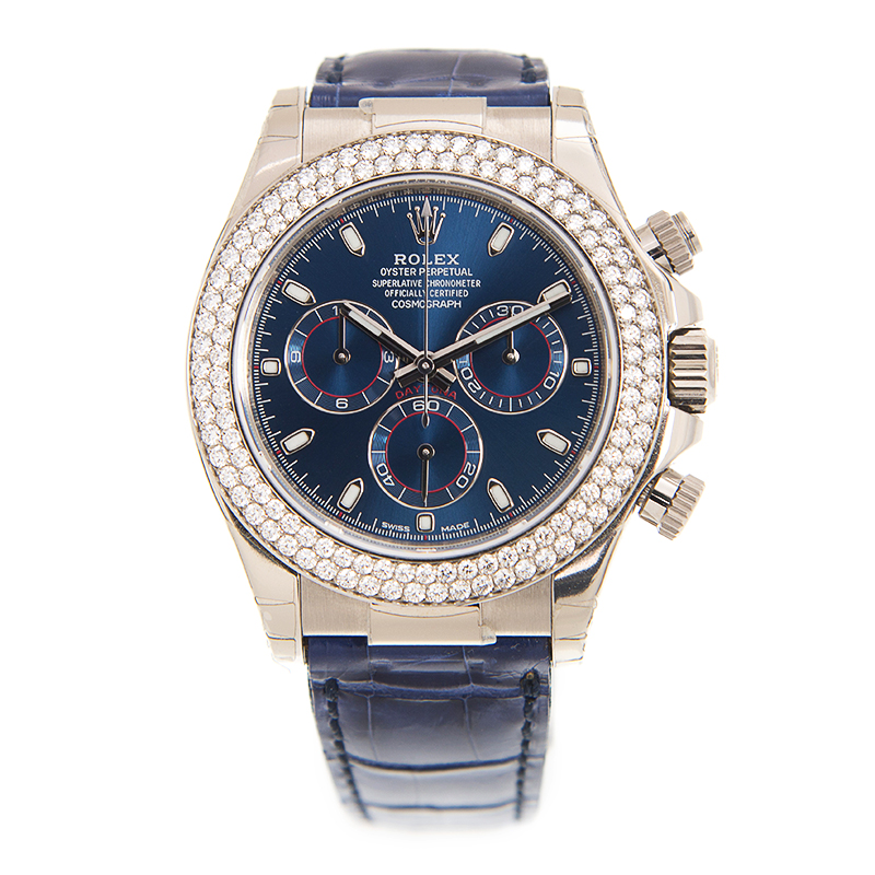 ROLEX 勞力士 迪通拿 DAYTONA 116589RB  鑽圈藍盤鱷魚皮帶