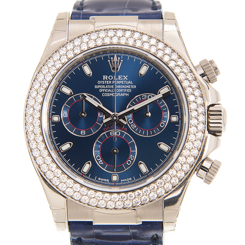 ROLEX 勞力士 迪通拿 DAYTONA 116589RB  鑽圈藍盤鱷魚皮帶-2