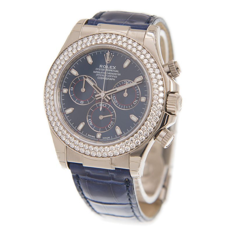 ROLEX 勞力士 迪通拿 DAYTONA 116589RB  鑽圈藍盤鱷魚皮帶-3