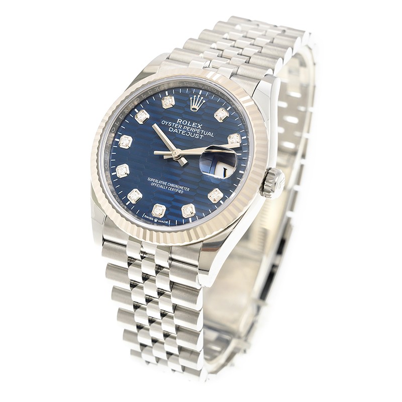 ROLEX 勞力士 恒動日誌型 DATEJUST 126234-0057 鑲鑽亮藍色坑紋圖案 G BLUE-2