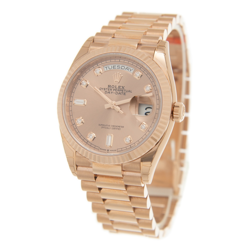 ROLEX 勞力士 星期日曆型 DAY-DATE 128235-0009 鑲鑽玫瑰金色錶面-2