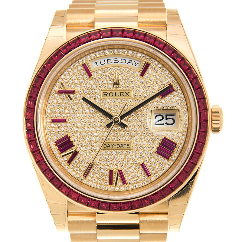 ROLEX 勞力士 星期日曆型 DAY-DATE 228398TRU 滿天星，紅寶石