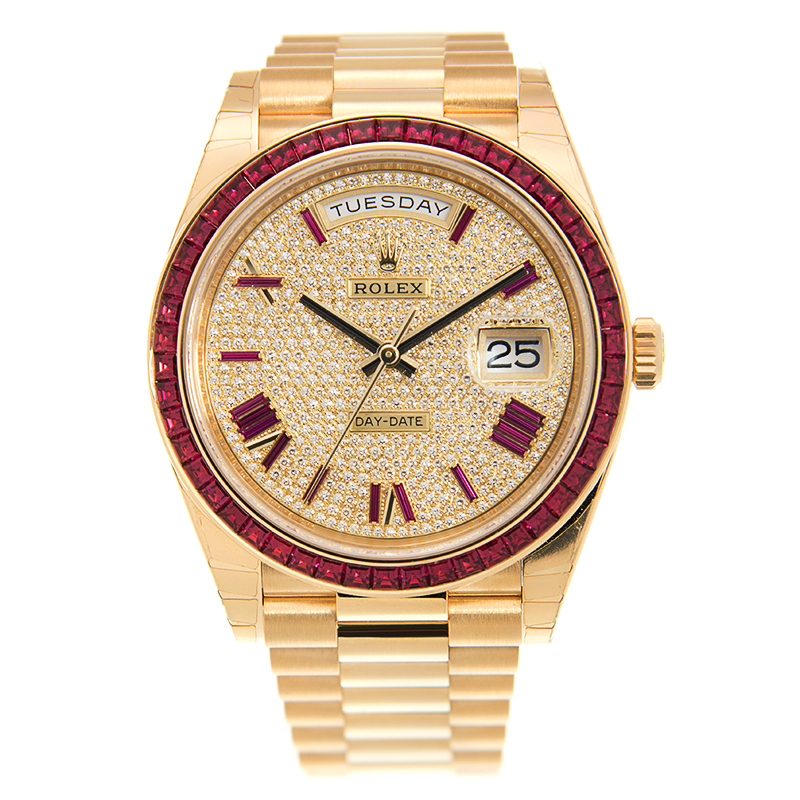 ROLEX 勞力士 星期日曆型 DAY-DATE 228398TRU 滿天星，紅寶石