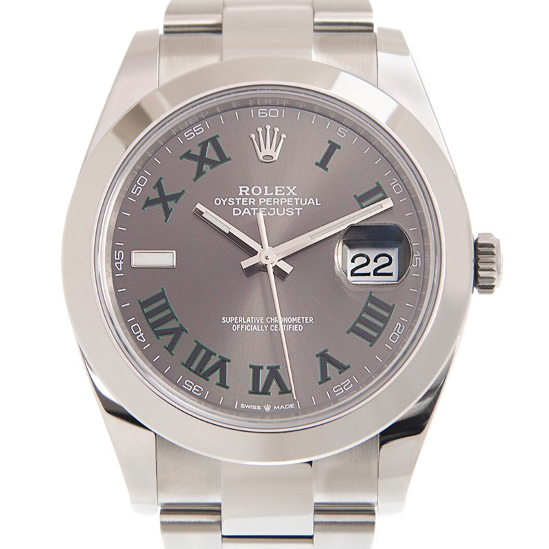 ROLEX 勞力士 恒動日誌型 DATEJUST 126300-0013 溫布頓風格 綠蘿 綠羅馬數字 石板灰色