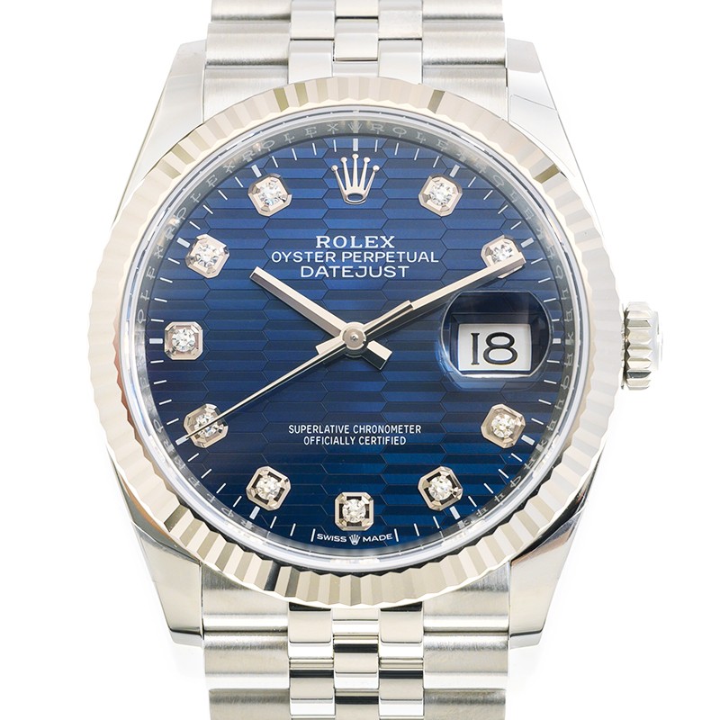 ROLEX 勞力士 恒動日誌型 DATEJUST 126234-0057 鑲鑽亮藍色坑紋圖案 G BLUE